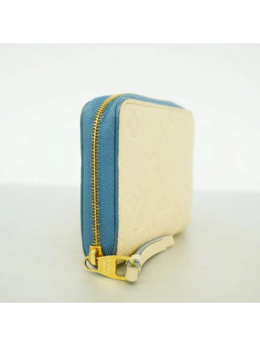 Louis Vuitton Coin Case Monogram Empreinte Zippy Purse Cream Blue Jean
